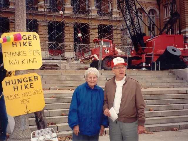 Lee and Mickey Couch, Andrew’s grandparents, organizing the Hunger Hike